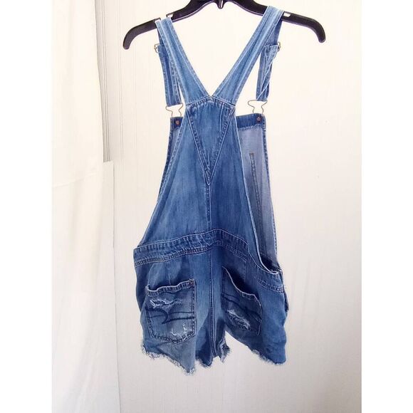 American eagle outfitters denim distressed overalls, shorts - Picture 2 of 6